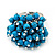 Turquoise Bead Cluster Ring In Rhodium Plated Metal - Adjustable - view 7