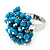 Turquoise Bead Cluster Ring In Rhodium Plated Metal - Adjustable - view 5