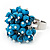 Turquoise Bead Cluster Ring In Rhodium Plated Metal - Adjustable - view 8