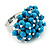Turquoise Bead Cluster Ring In Rhodium Plated Metal - Adjustable - view 2