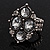 Vintage Diamond Shaped Crystal Flex Ring In Burn Silver Metal - view 6