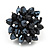 Black Glass Bead Cluster Flex Ring In Rhodium Plated Metal - view 3