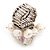 White Freshwater Pearl Cluster Flex Ring In Rhodium Plated Metal - view 3