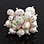 White Freshwater Pearl Cluster Flex Ring In Rhodium Plated Metal - view 5