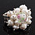 White Freshwater Pearl Cluster Flex Ring In Rhodium Plated Metal - view 4