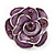 Lavender Enamel Crystal Rose Ring In Rhodium Plated Metal - view 3
