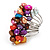 Wide Chunky Multicoloured Freshwater Pearl Ring (Silver Plated Metal) - view 2
