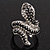 Dazzling Swarovski Crystals Snake Ring In Rhodium Plated Metal - view 7