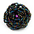 Peacock Coloured Glass Bead Flower Stretch Ring - view 2