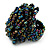Peacock Coloured Glass Bead Flower Stretch Ring - view 3