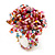 Multicoloured Glass Bead Flower Stretch Ring (Pink, Red & Light Blue) - view 4