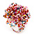 Multicoloured Glass Bead Flower Stretch Ring (Pink, Red & Light Blue) - view 5