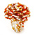 Large Multicoloured Glass Bead Flower Stretch Ring (Orange, White & Gold) - view 2