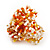 Large Multicoloured Glass Bead Flower Stretch Ring (Orange, White & Gold) - view 4