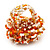 Large Multicoloured Glass Bead Flower Stretch Ring (Orange, White & Gold) - view 5