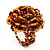 Light Brown Glass Bead Flower Stretch Ring - view 4