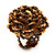 Gold/Brown Glass Bead Flower Stretch Ring - view 5