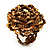 Gold/Brown Glass Bead Flower Stretch Ring