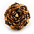 Gold/Brown Glass Bead Flower Stretch Ring - view 2