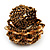 Gold/Brown Glass Bead Flower Stretch Ring - view 3