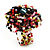 Large Multicoloured Glass Bead Flower Stretch Ring (Olive, Black, Coral & Transparent) - view 5