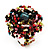 Large Multicoloured Glass Bead Flower Stretch Ring (Olive, Black, Coral & Transparent) - view 6