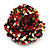 Large Multicoloured Glass Bead Flower Stretch Ring (Olive, Black, Coral & Transparent) - view 3