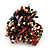Large Multicoloured Glass Bead Flower Stretch Ring (Olive, Black, Coral & Transparent) - view 4