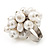 Freshwater Pearl & Bead Cluster Silver Tone Ring (White) - Adjustable 6/7 Size - view 6