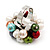 Freshwater Pearl & Bead Cluster Silver Tone Ring (Multicoloured) - Adjustable - view 2
