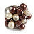 Freshwater Pearl & Bead Cluster Silver Tone Ring (Chocolate & Light Cream) - Adjustable - view 5