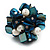 Freshwater Pearl & Shell Nugget Cluster Silver Tone Ring (Teal Blue & White) - Adjustable - view 3