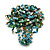 Multicoloured Glass Bead Flower Stretch Ring (Light Blue, Green & White) - view 3