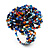 Large Multicoloured Glass Bead Flower Stretch Ring (Blue, Red, Black & Orange) - view 3