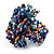 Large Multicoloured Glass Bead Flower Stretch Ring (Blue, Red, Black & Orange) - view 5