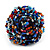 Large Multicoloured Glass Bead Flower Stretch Ring (Blue, Red, Black & Orange) - view 2