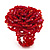 Bright Red Glass Bead Flower Stretch Ring - view 3