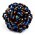Large Multicoloured Glass Bead Flower Stretch Ring (Blue, Black & Brown) - view 2