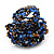 Large Multicoloured Glass Bead Flower Stretch Ring (Blue, Black & Brown) - view 5