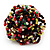 Large Multicoloured Glass Bead Flower Stretch Ring (Olive, Black, Red & White) - view 2