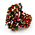 Large Multicoloured Glass Bead Flower Stretch Ring (Olive, Black, Red & White) - view 3