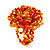 Large Multicoloured Glass Bead Flower Stretch Ring (Orange, Gold & Red) - view 3