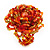 Large Multicoloured Glass Bead Flower Stretch Ring (Orange, Gold & Red)