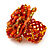 Large Multicoloured Glass Bead Flower Stretch Ring (Orange, Gold & Red) - view 5