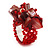 Coral Red Shell Chip & Freshwater Pearl Cluster Flex Ring - view 3