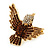 Bold Crystal Bird Ring In Gold Plated Metal (Brown) - view 2
