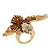 Bold Crystal Bird Ring In Gold Plated Metal (Brown) - view 9