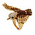 Bold Crystal Bird Ring In Gold Plated Metal (Brown) - view 4