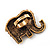 Large Antique Gold Citrine Crystal Elephant Ring - Adjustable - view 2