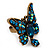 Teal Blue Butterfly With Dangling Tail Ring In Bronze Metal - Adjustable - view 3